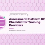 Orchid graphic with a hexagon pattern and a checklist icon, with the title text "Assessment Platform RFP Checklist for Training Providers"